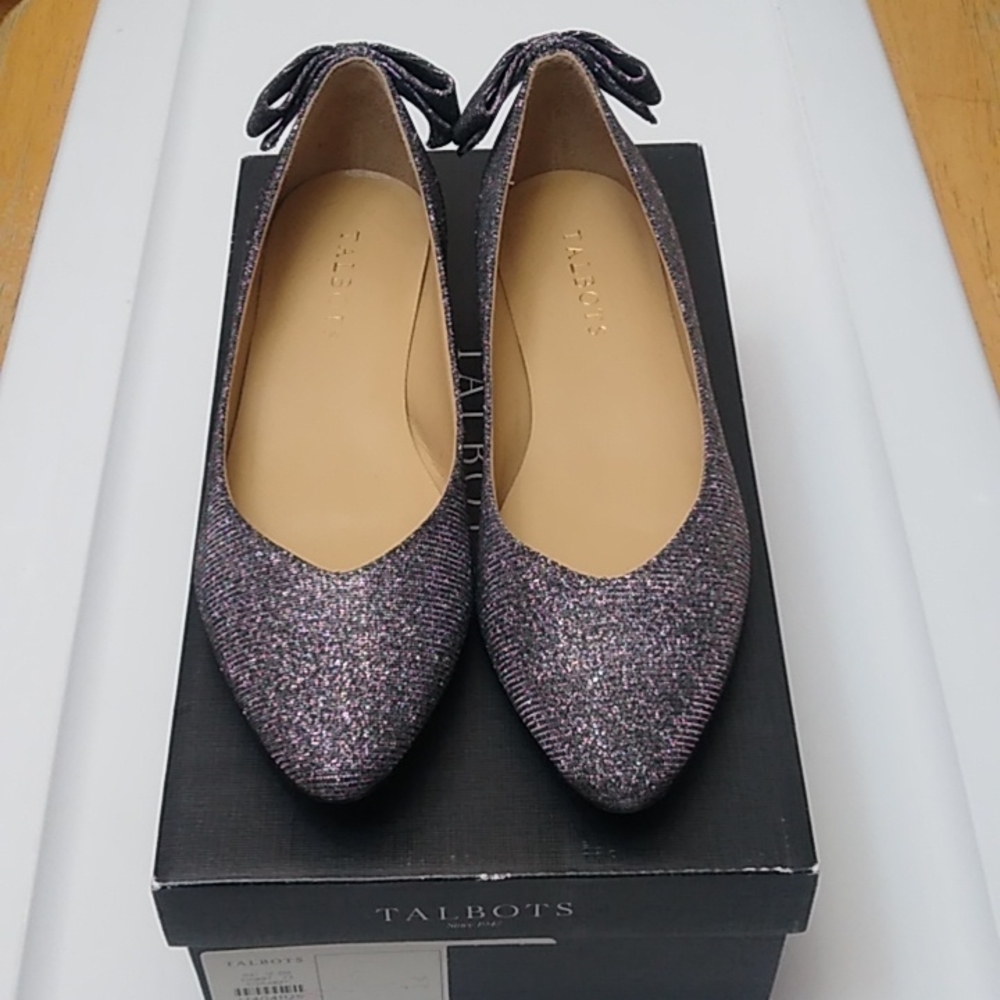 Talbots Silver Edison Back Bow Women's Shoes, 7M